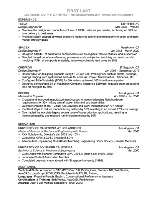 Template - Resume (Mechanical Engineer)