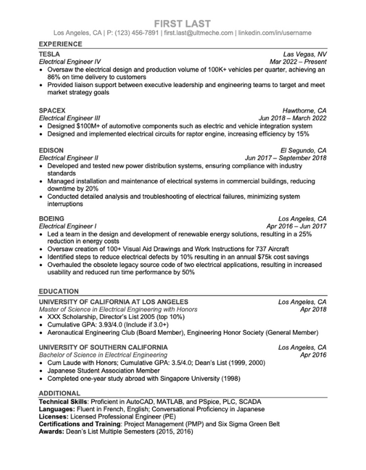 Template - Resume (Electrical Engineer)