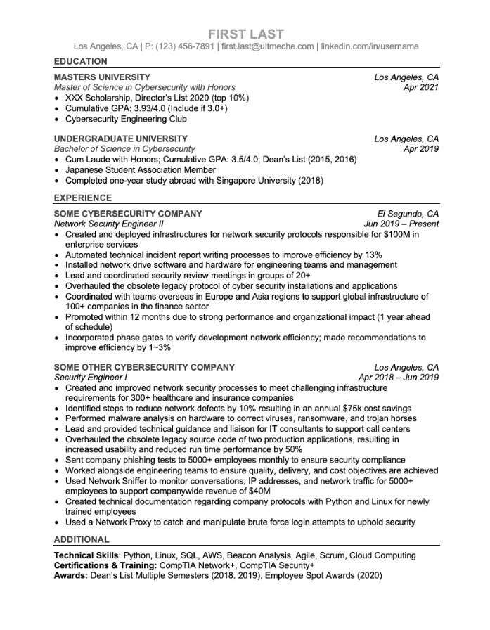 Template - Resume (Cybersecurity)