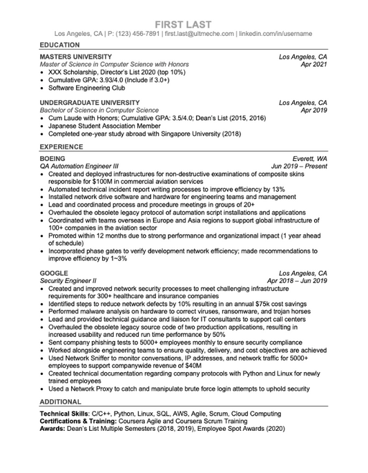 Template - Resume (Quality Engineer)