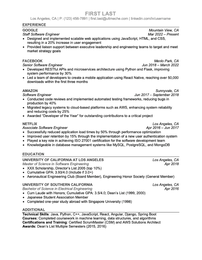 Template - Resume (Software Engineer)