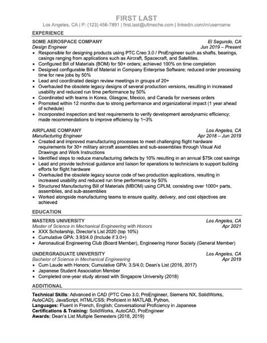 Template - Resume (Aerospace Engineer)