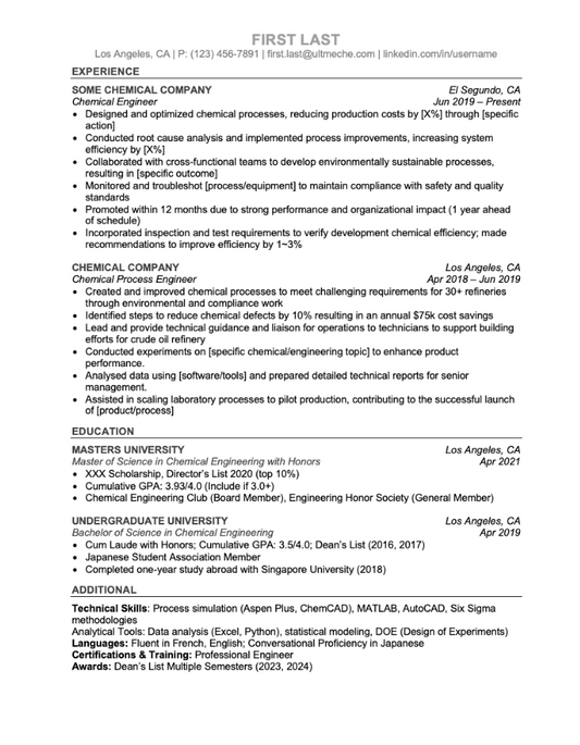 Template - Resume (Chemical Engineer)